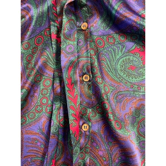 Vintage 80s Nicola Button Up Top Blouse Womens Size 10 Purple Paisley Print - Picture 7 of 9